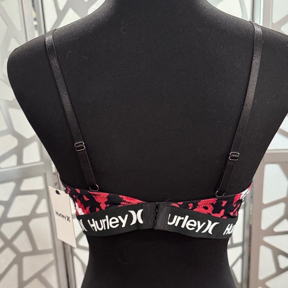 Hurley Women's Black and Red Patterned Bralette - Picture 2 of 7